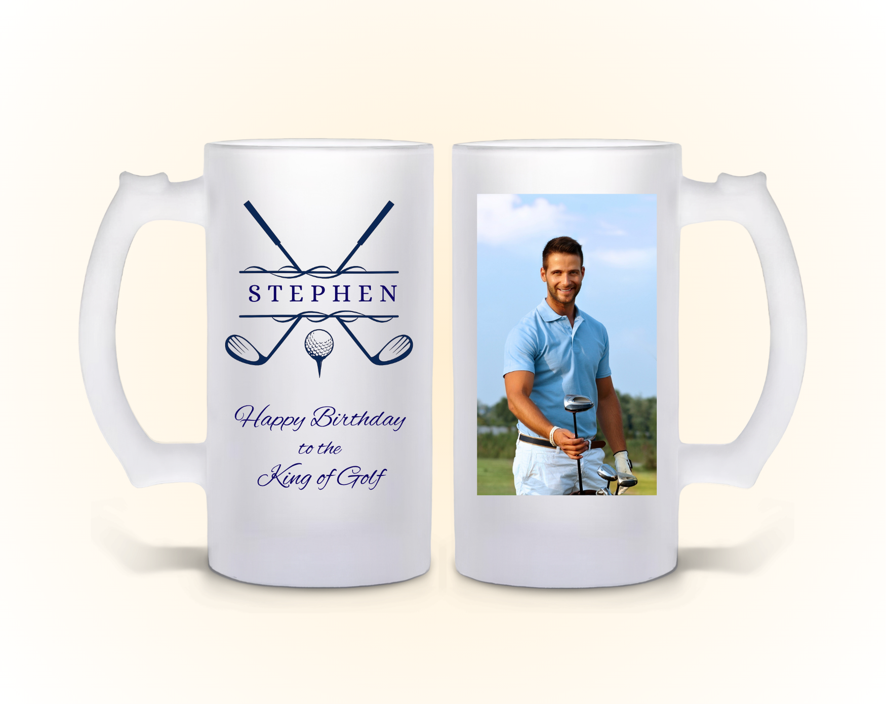 Golf Birthday Photo Beer Glass