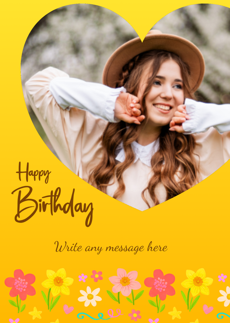 Floral Birthday Photo Card