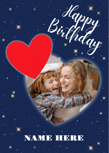 Heart Birthday Photo Card