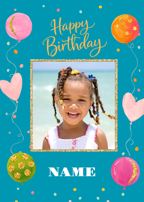 Balloon Birthday Photo Card
