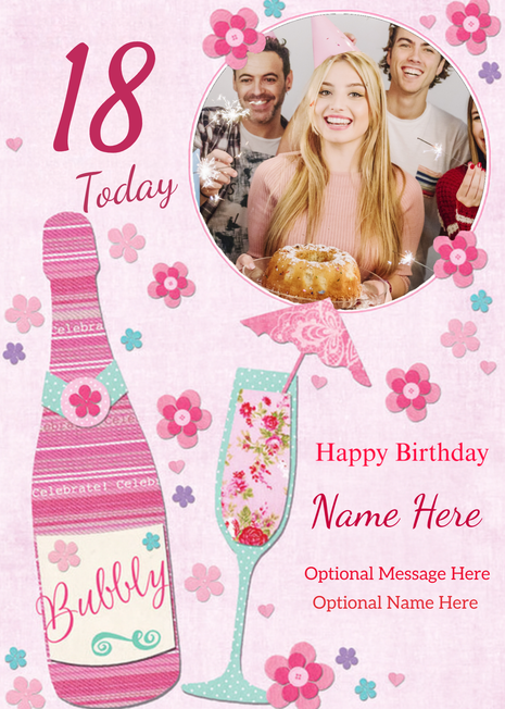 18th Birthday Photo Card for her